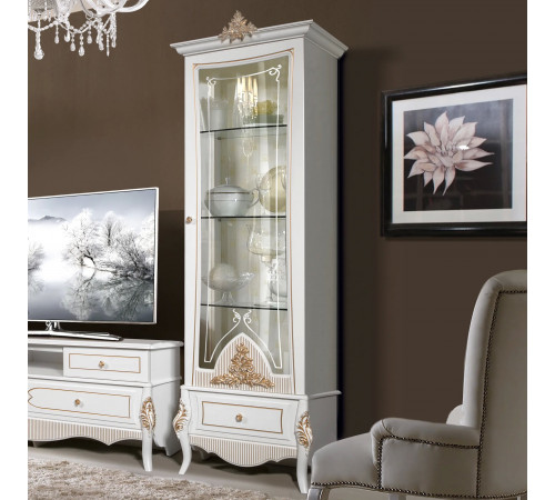 Тумба под тв гостиную Стелла (белый золото)