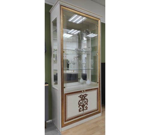 Шкаф-витрина двухдверный Анита (бежевый глянец)