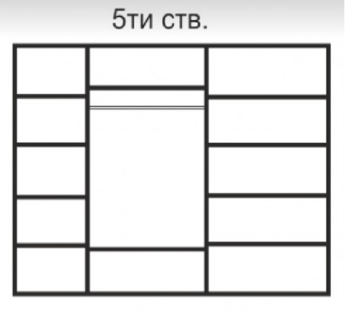 Пятистворчатый шкаф для одежды с зеркалом Rimini РМШ1/5 (слоновая кость)